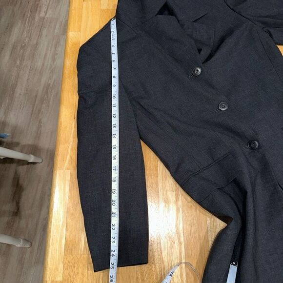 Liz Claiborne Collection Wool Blend Charcoal Gray Blazer Coat Modest Career - Picture 9 of 10